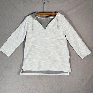 Soft Surroundings My‎ Weekend Women Size PM Textured V Neck Hoodie Pullover Top
